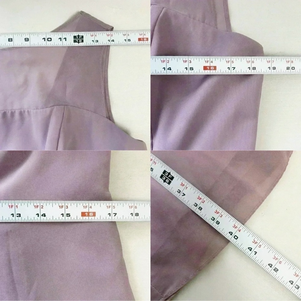 Christina Wu Dress Sheer Chiffon Sleeveless A-line Flowy Lilac Purple Gown 16 - Picture 10 of 15